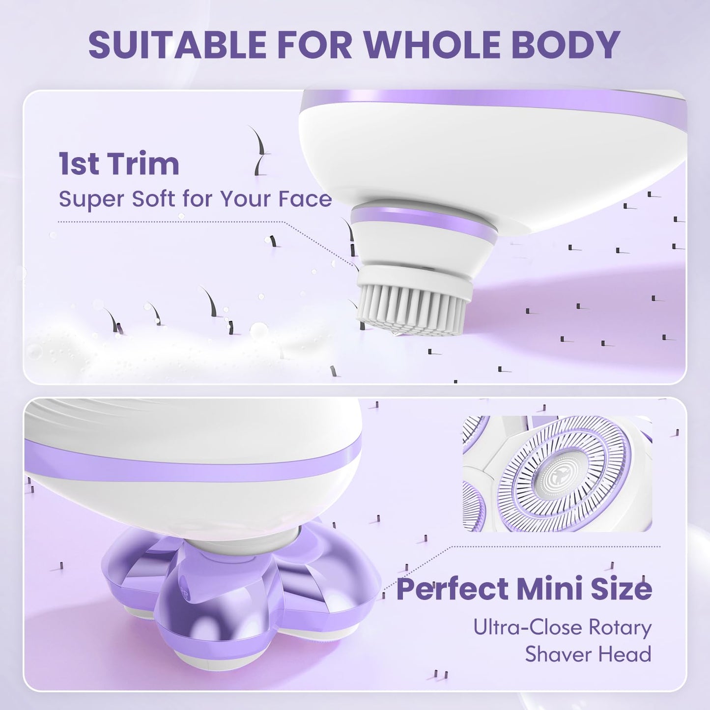 Electric Razors for Women - Upgraded Magnetic Electric Shaver for Women, Cordless Painless Hair Remover for Legs Bikini Face, Lady Trimmer for Sensitive Skin, Detachable and Waterproof, Brass