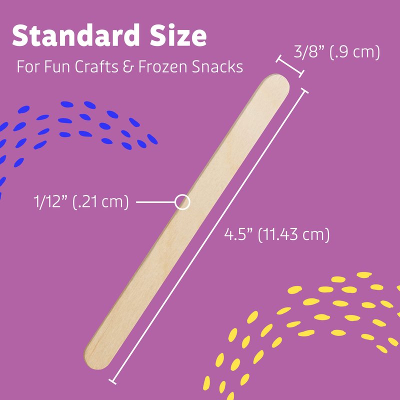 Artlicious 200 Pcs Wooden Craft Sticks – Food-Grade Popsicle Sticks for Crafts & ice Cream Sticks – Wooden Sticks for Crafts, Wood Craft Sticks, Popsicle Sticks Bulk (Natural, 4" x 0.5" x 4.5")