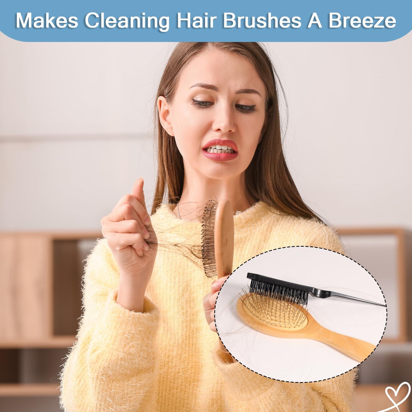 SIMPOR Teasing Hair Brush, Slick Back Hair Brush, Nylon Bristles Salon Styling Edge for Back Combing Lifting Create Volume Parting Stick for Women Men