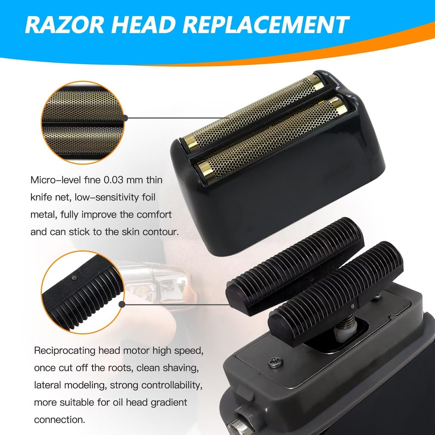 Replacement Foil Double Foil Cutter Head for BaBylis Pro FX FX3 Shaver Gloss Black Shaver #FXRF2G