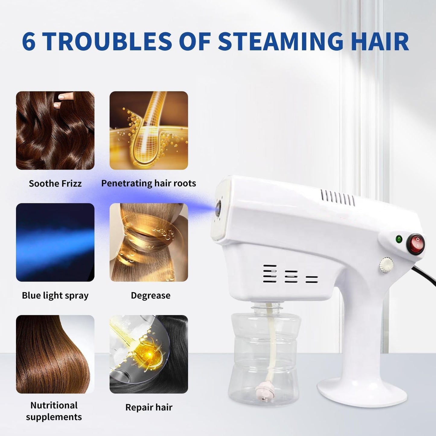 Portable Nano Steam Gun - Hair Care & Facial Steamer for Deep Hydration | Compact Design