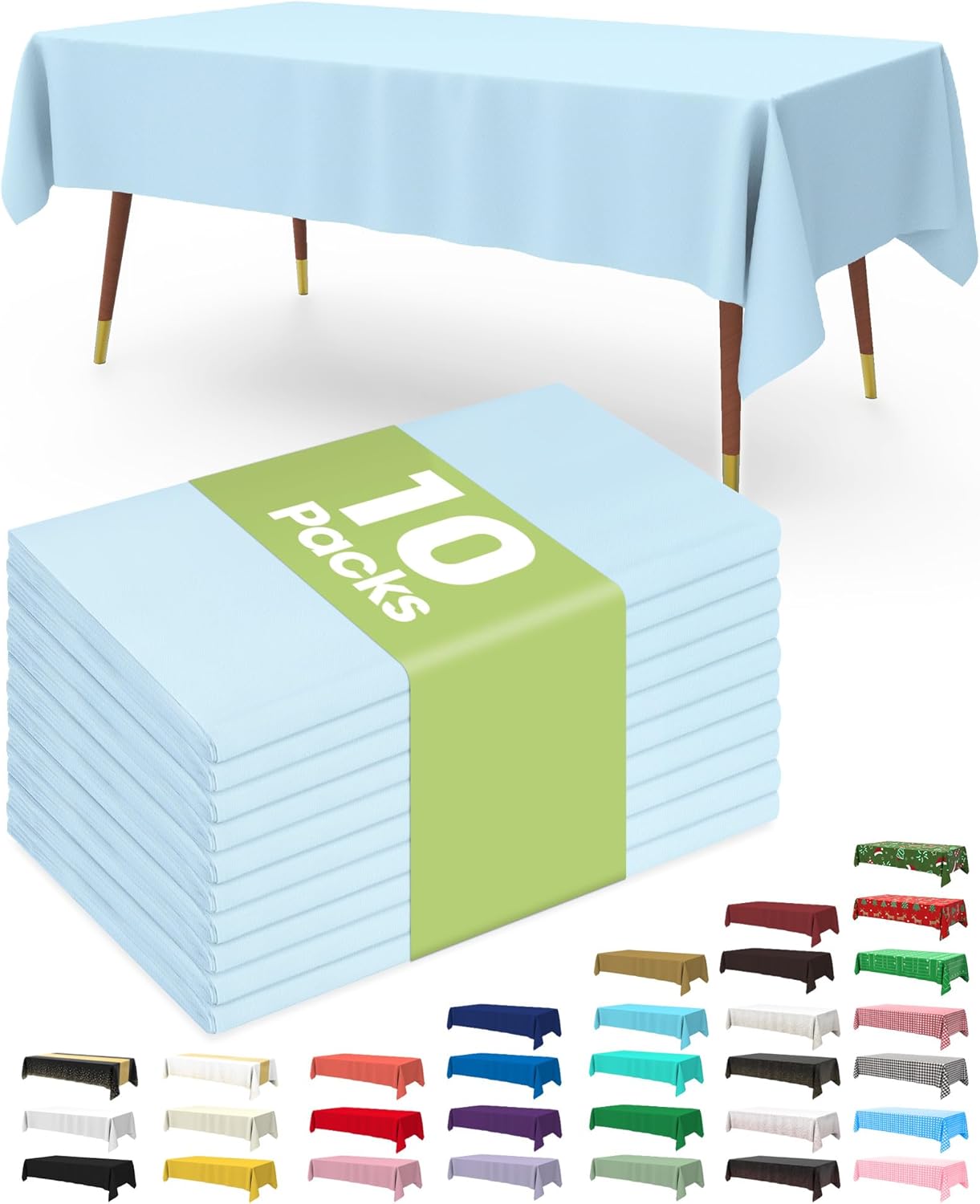 Plastic Table Cloths - 10 Pack Disposable 54 x 108 Inch for Parties, Picnics & Weddings | Rectangle White