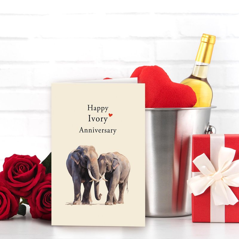 Bestmelo 14 Year Anniversary Card,14th Anniversary Card Gifts,14 Year Wedding Anniversary Day Gifts,Happy Ivory Anniversary,8x5.3 Inches,Double-Sided