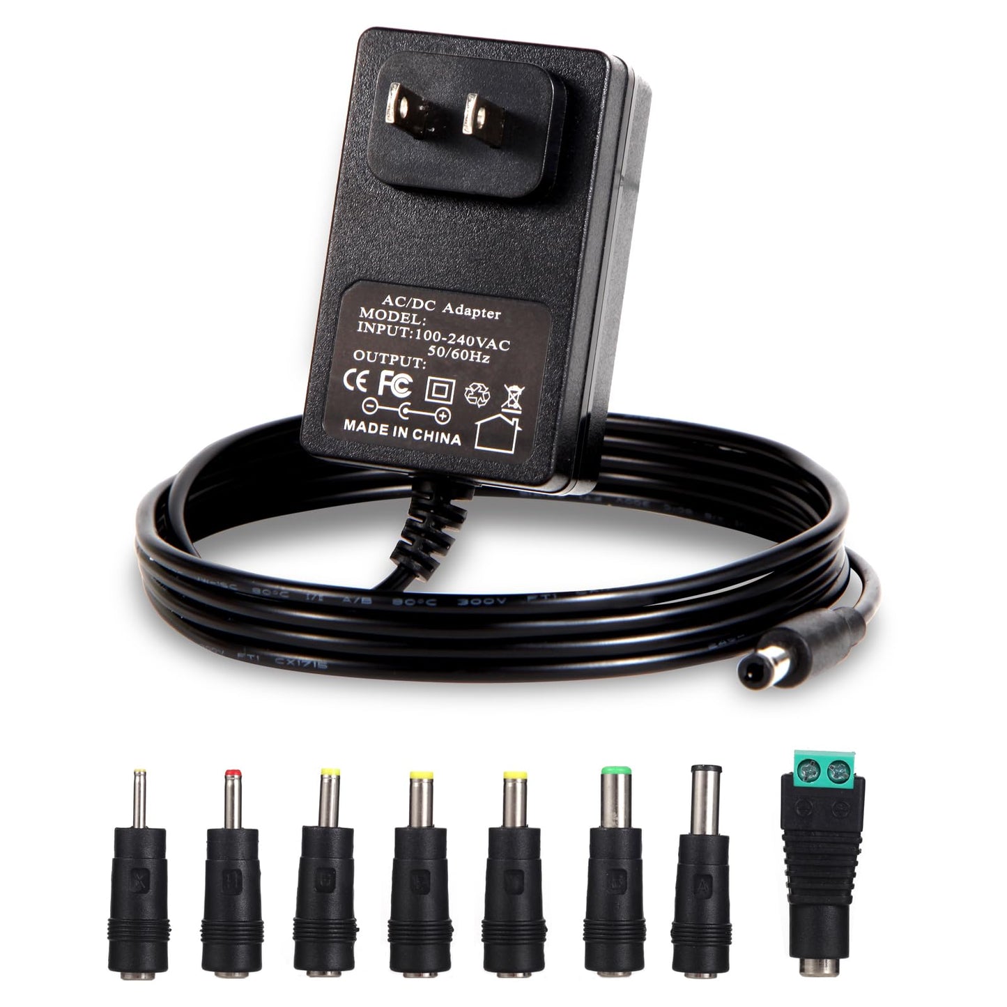 16.8V 1A Charger for Massage Guns AC DC Adapter Power Supply 16.8Volts 0.8A 0.5A 0.1A, with 8 Tips DC Plug Power Cord for 16.8Volt 1000mA 900mA 800mA 300mA 100mA Equipment Replacement
