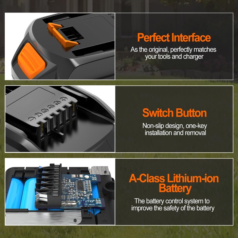Koedsion 3600 mAh WA3525 20V Battery Replacement for Worx Battery 20V Power Share Max 20V Lithium-ion Battery Compatible with Worx 20V Battery WA3575 WA3520 WA3669 WG151s WG891 Leaf Blower Tools