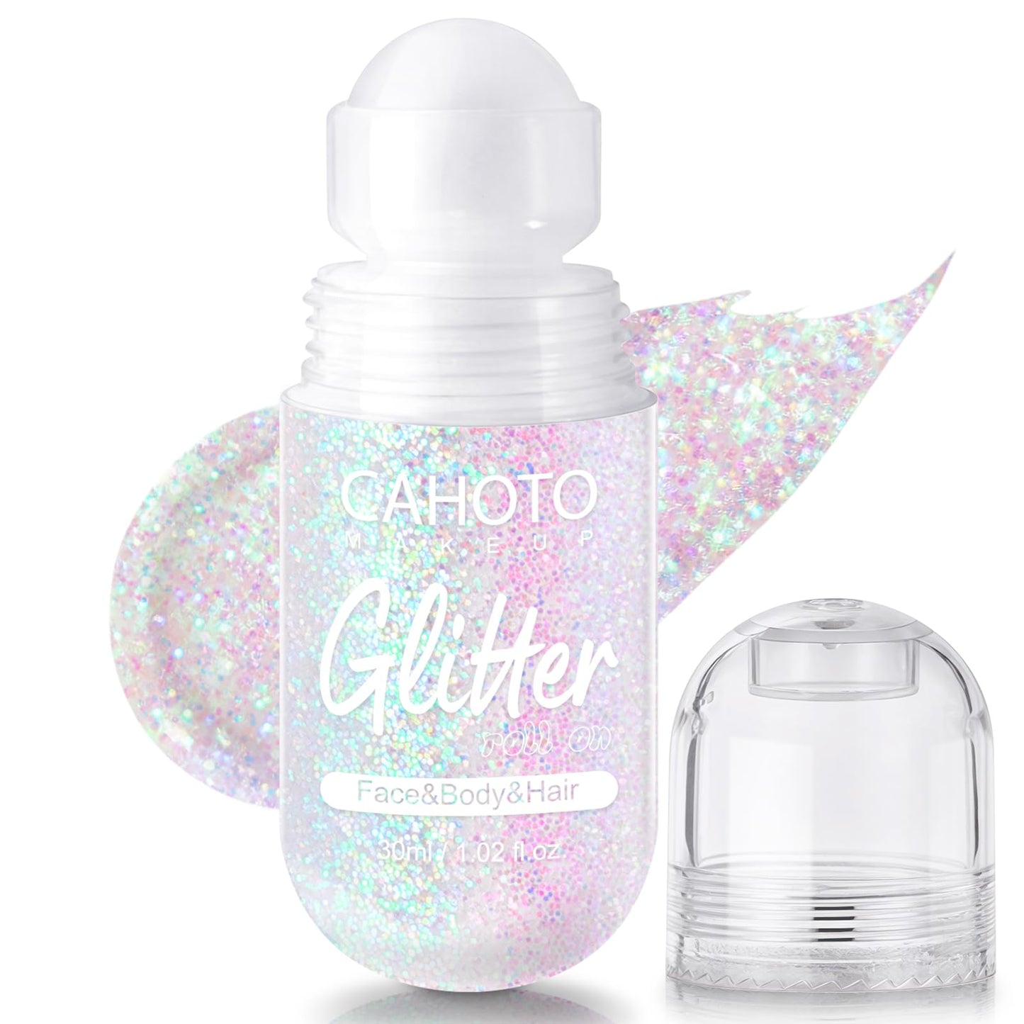 CAHOTO Pastel Roll-on Glitter for Face Body and Hair, Mermaid Sparkling Holographic Shimmer, Chameleon Color Rolling Sequins for Concerts Rave Festival Halloween Party Carnival, 1.02fl.oz