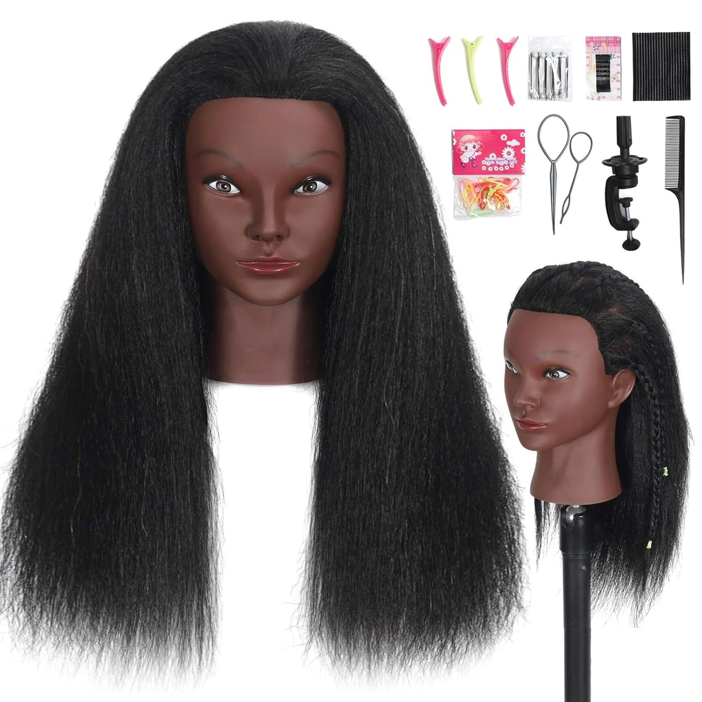 Human Hair Mannequin Head - 100% Real Hair Cosmetology Doll for Hairdresser Practice | 18 Inch