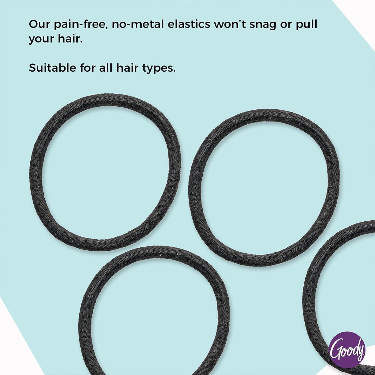 Goody Ouchless Hair Elastics - Tangle-Free Hold for Thick, Curly & Coily Hair - 30 Count, Black Ponytail Holders