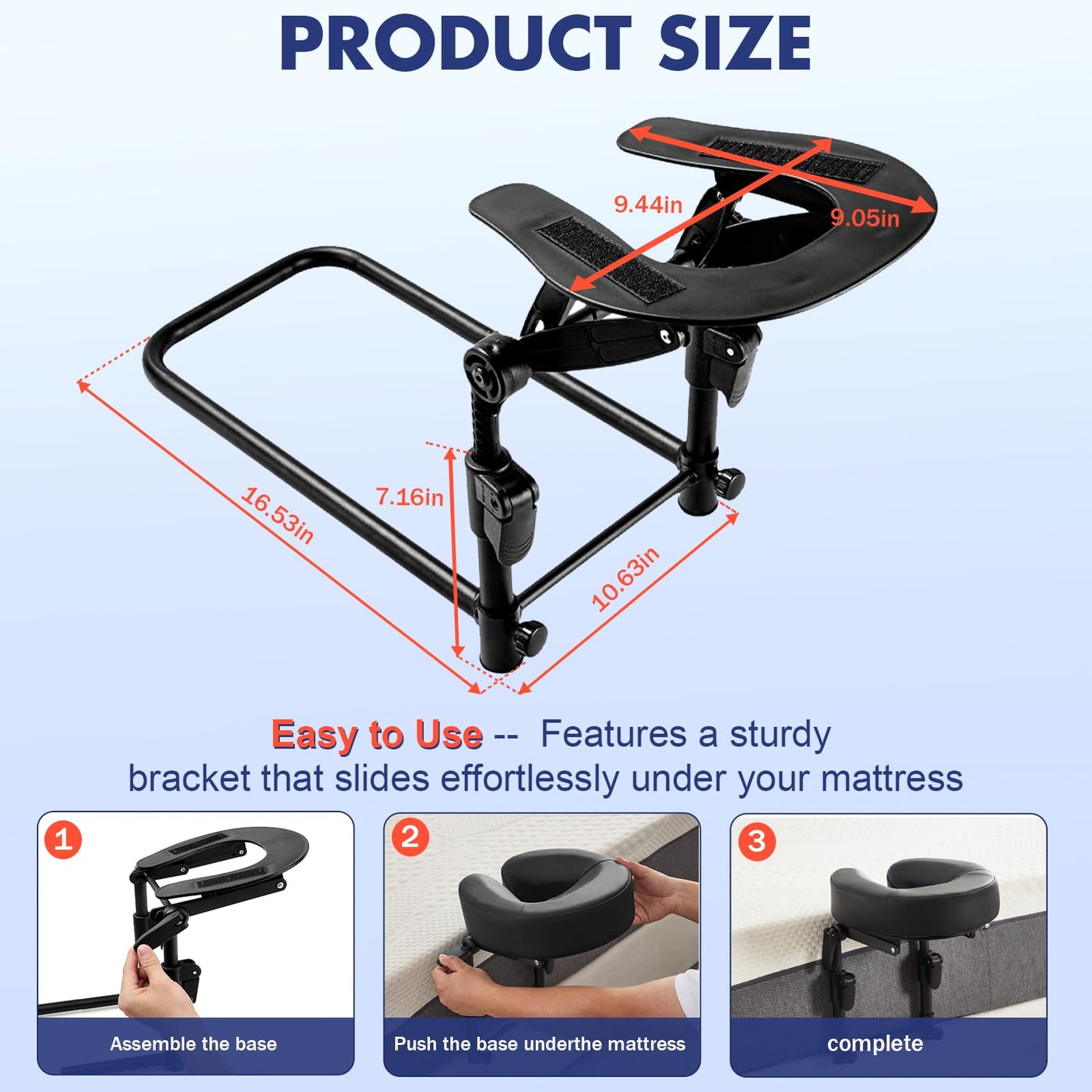 KONOVOLY Massage Headrest for Bed, Massage Home Mattress Top Massage Bed Head Extension Kit, Adjustable Headrest Face Cushion Massage Table at Home, Face Down Pillow After Eye Surgery (Black)