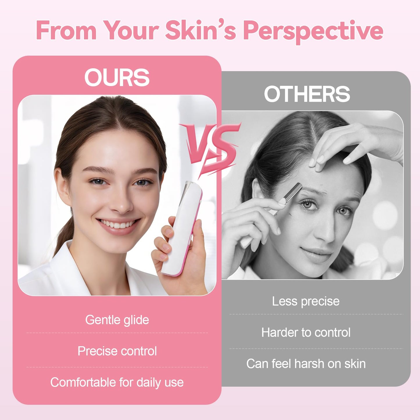 Gulove Sonic Dermaplaning Facial Hair Remover for Women, Gentle Peach Fuzz Removal Tool, Precision Control, Safe for Sensitive Skin, Portable & Rechargeable At-Home Skincare (Cameo Pink)