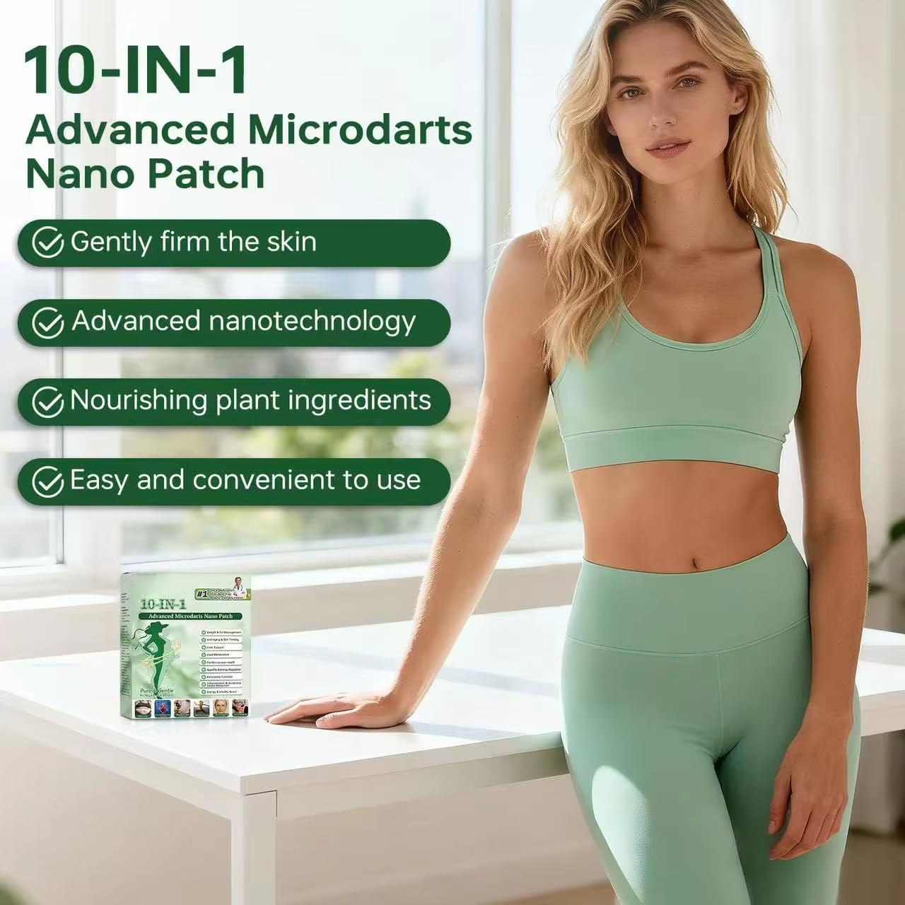 Moringa 10-In-1 Nano Microdart Patches - Natural Slimming Solution for All Skin Types | 4 Boxes, 28 Patches