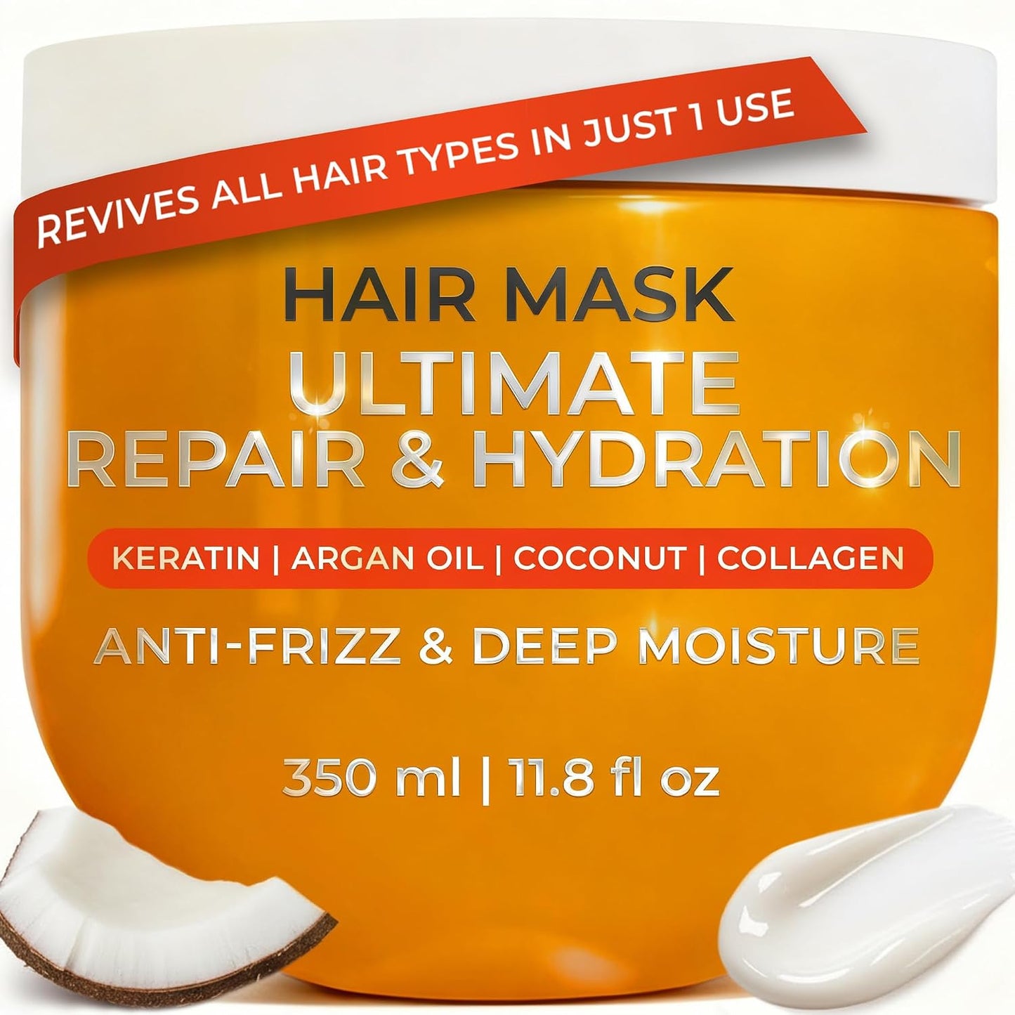 Deep Conditioning Hair Mask - Hydrating Treatment with Argan Oil, Shea Butter & Keratin | For Damaged & Color-Treated Hair