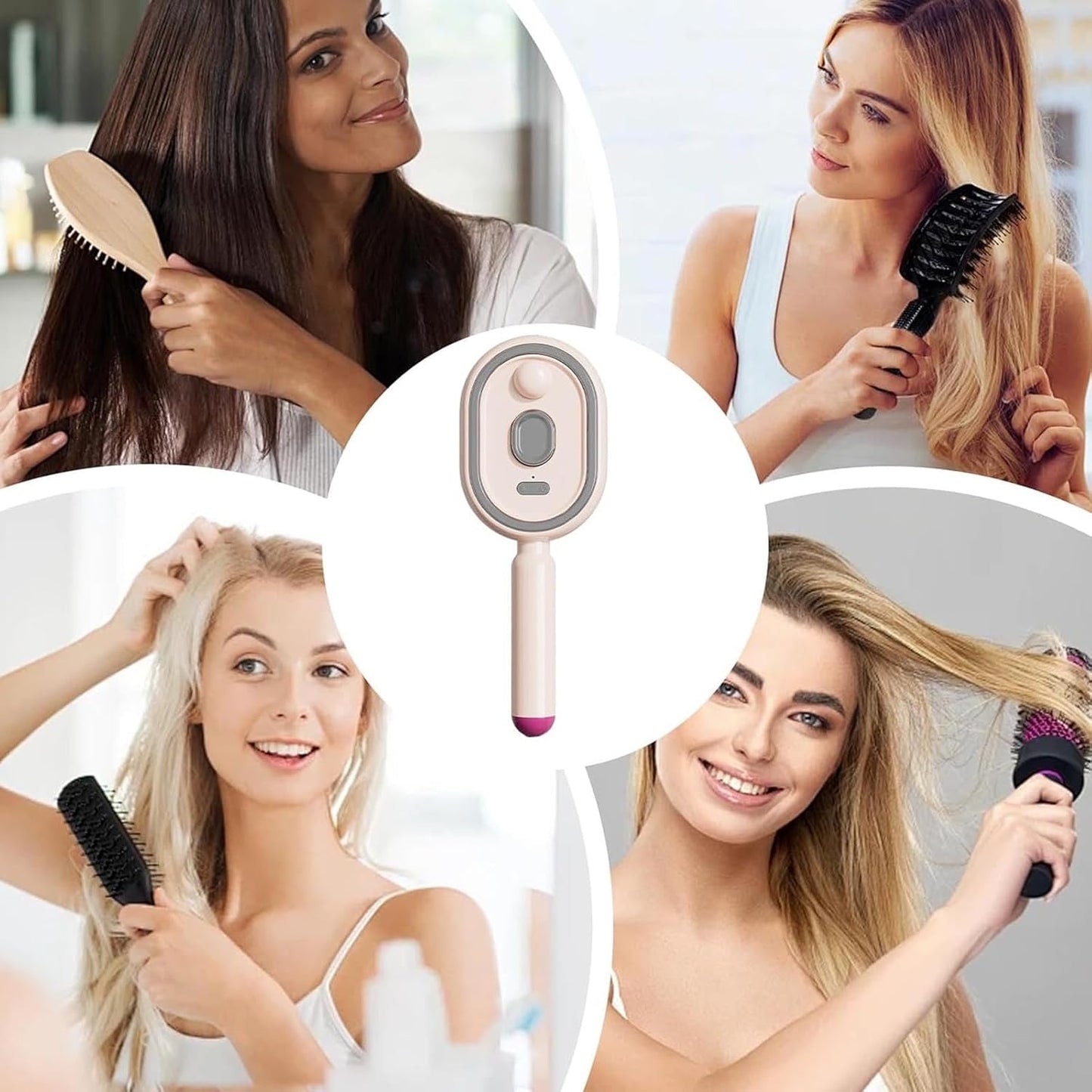 Electric Steam Brush - 2-in-1 Detangling & Misting Hair Straightener for All Hair Types | Rechargeable Anti-Frizz Tool