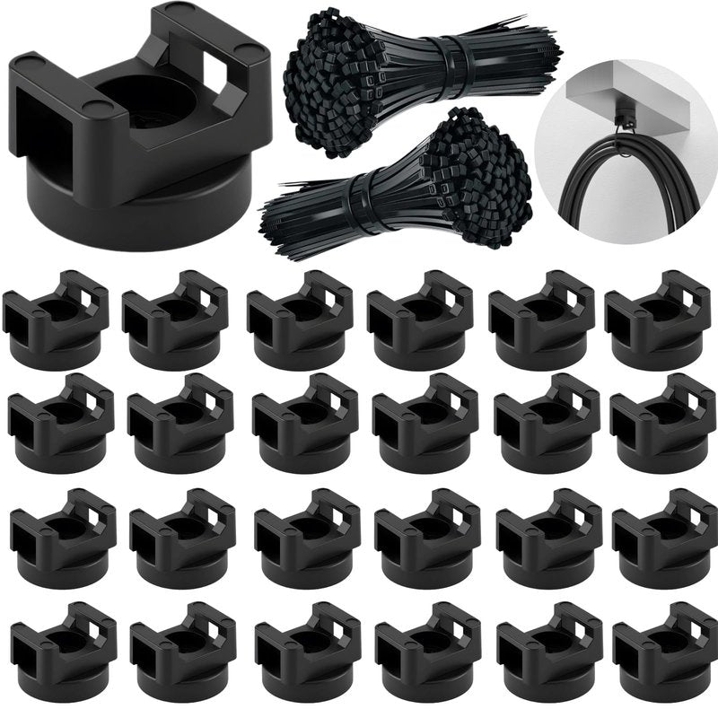 ZyCooom 225 Pieces Magnetic Cable Ties Set, 25 Magnetic Zip Tie Mounts with 200 Cable Ties, Strong Wire Holder Cables Management, Multipurpose Electrical Cord Holders Organizer (22mm)