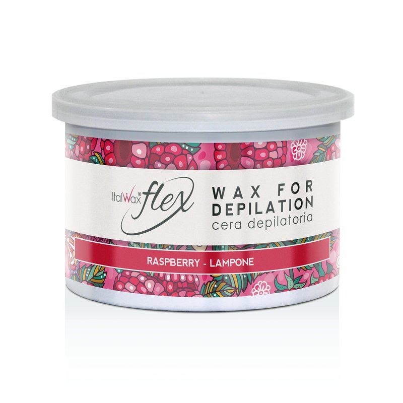 Italwax Flex Raspberry - 14oz (397 g) - Soft wax tin for hair removal - Uncented - Liposoluble syntetic formulation - Ideal for waxing all body area - Made in Italy