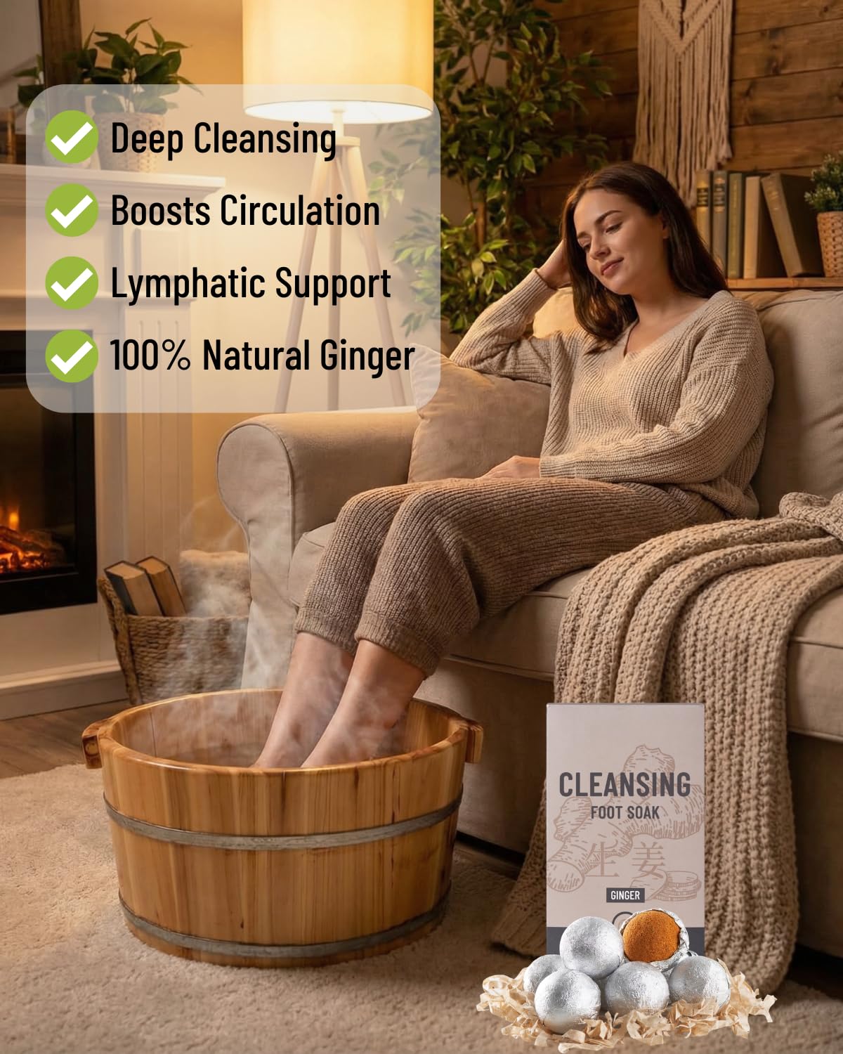 Ginger Herbal Foot Soak - Natural Foot Bath for Circulation & Relaxation | Lymphatic Support & Swelling Relief