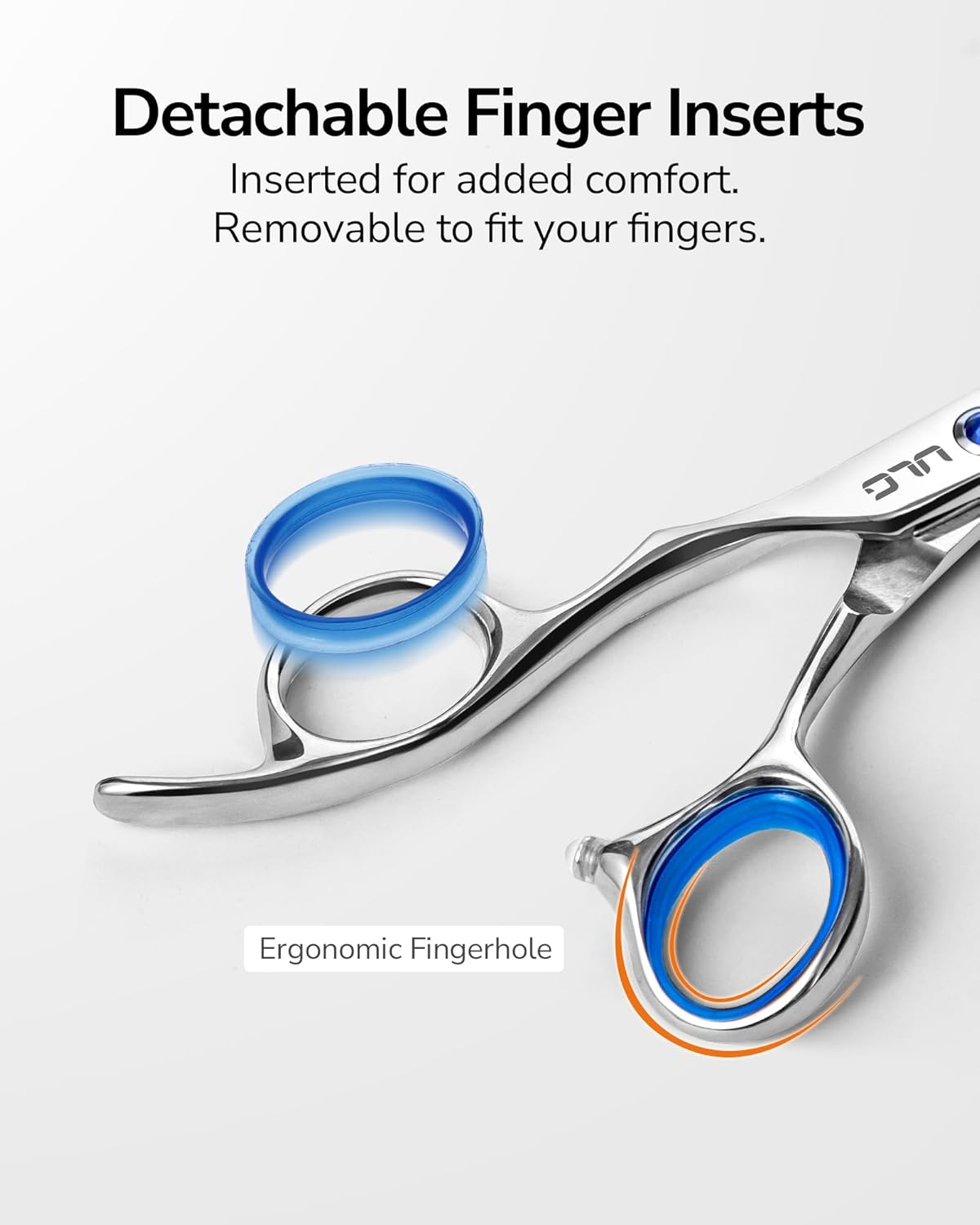 Left-Handed Hair Cutting Scissors - ULG 6.5-Inch Razor Edge Barber Shears | Japanese Stainless Steel, Blue Fingerhole Ring