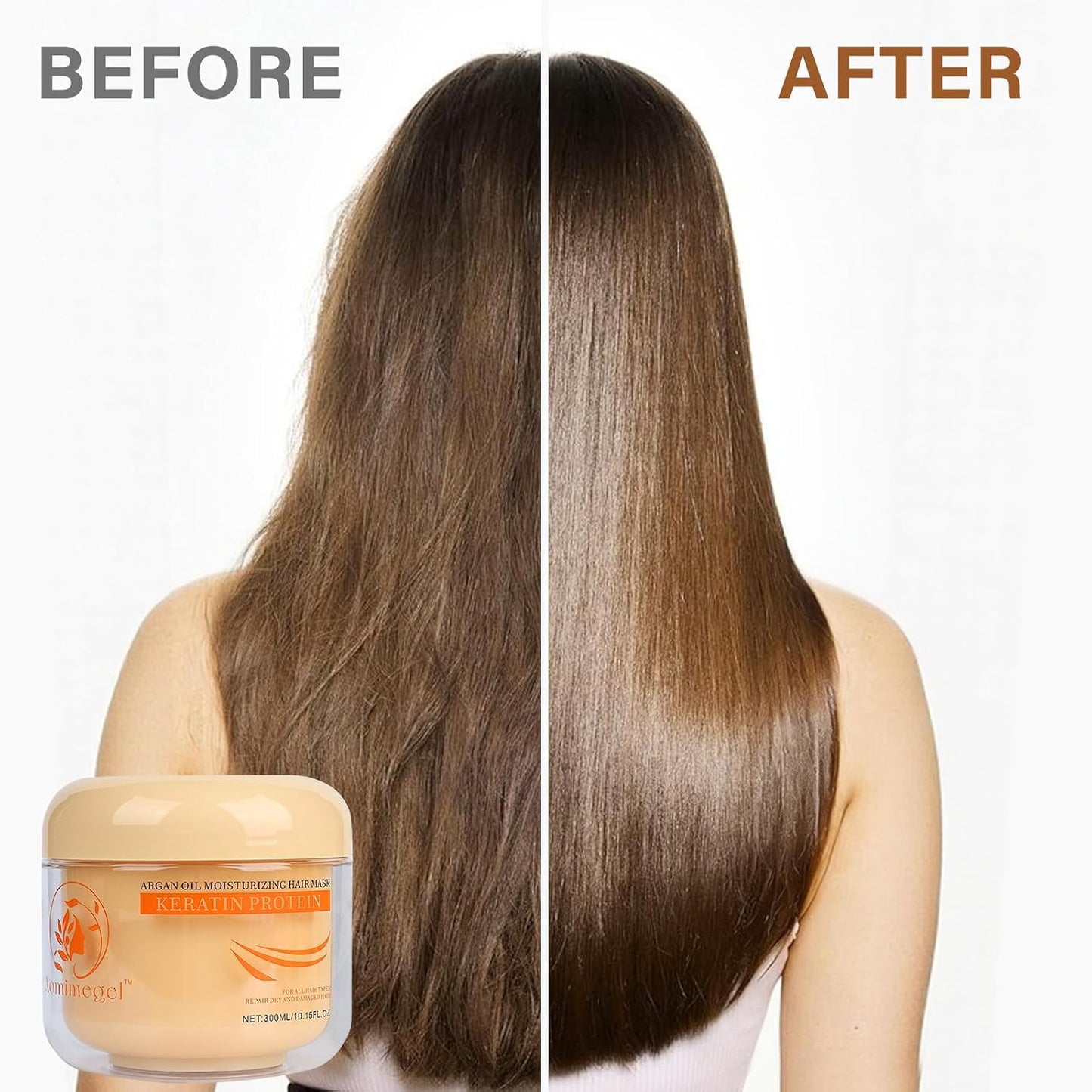 Collagen Hair Mask & Argan Oil Set - Deep Conditioning Treatment for Dry, Damaged Hair | 10.15 fl oz + 2 fl oz