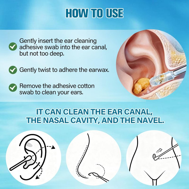 48 Pack Earwax Removal Adhesive Swabs, 2026 New Reusable Earwax Removal Adhesive Swabs, Adult Spiral Ear Wax Removal Ear Scoop Remover Tool with Dust Cover Packaging,Gentle Ear Cleaner Tool