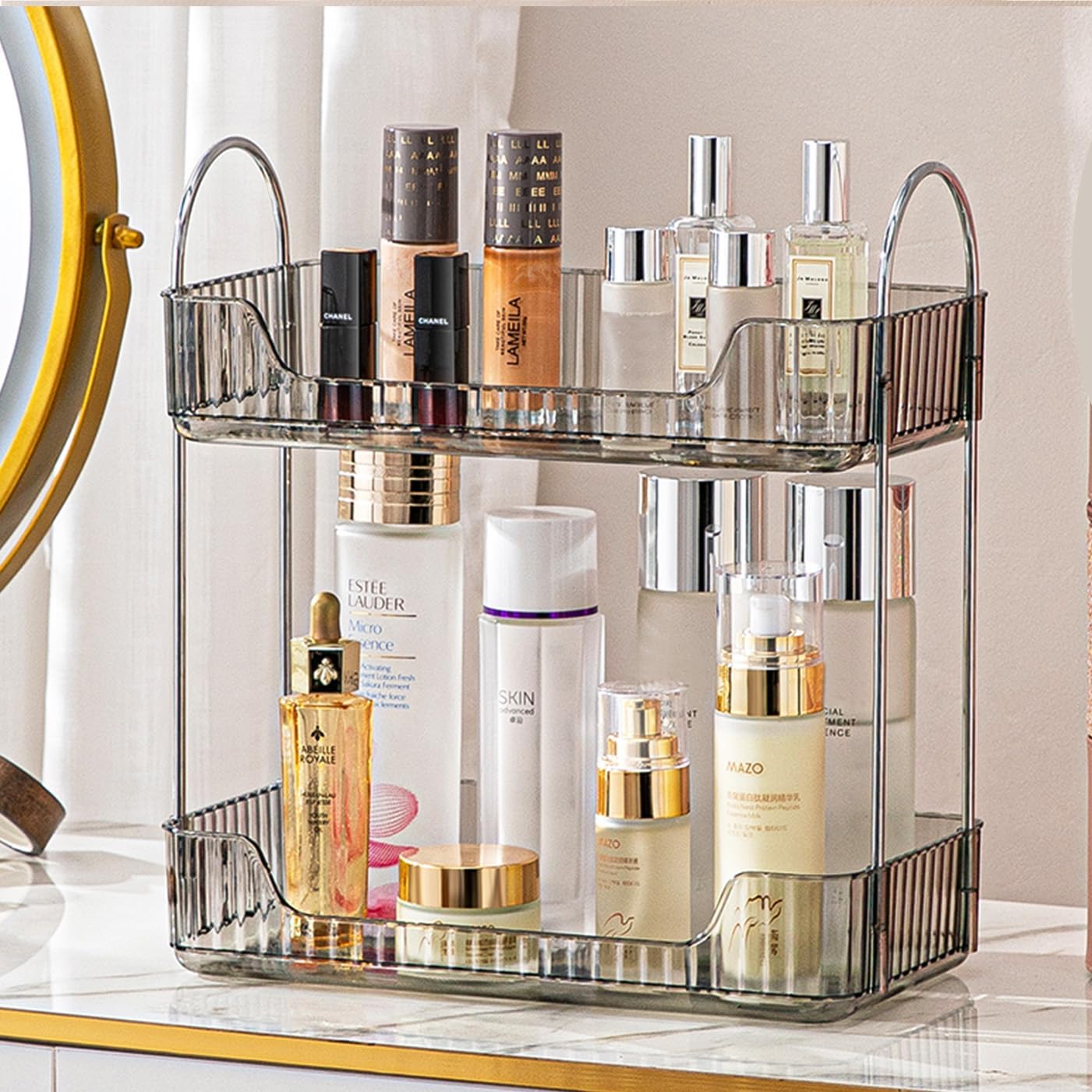 Aveniee Bathroom Counter Organizer - 3 Tier Perfume & Skincare Storage Shelf | Clear Vanity Makeup Tray
