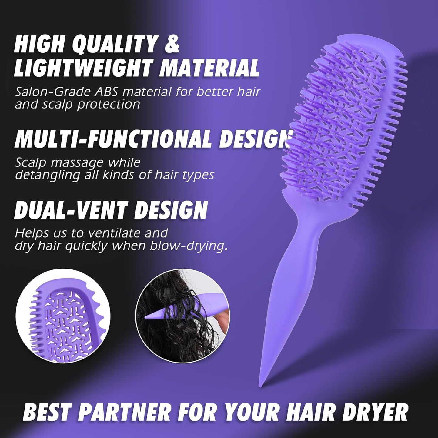 Curl Defining Vented Hair Brush - Effortlessly Detangles & Shapes | Ideal for All Hair Types, Reduces Frizz