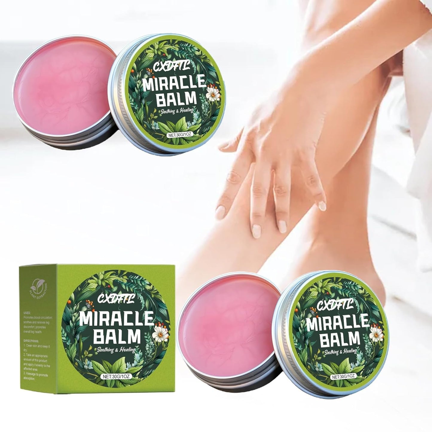 Miracle Balm - Moisturizing Balm for Legs, Arms & Back | Natural Ingredients, 2 oz (2 Pack)