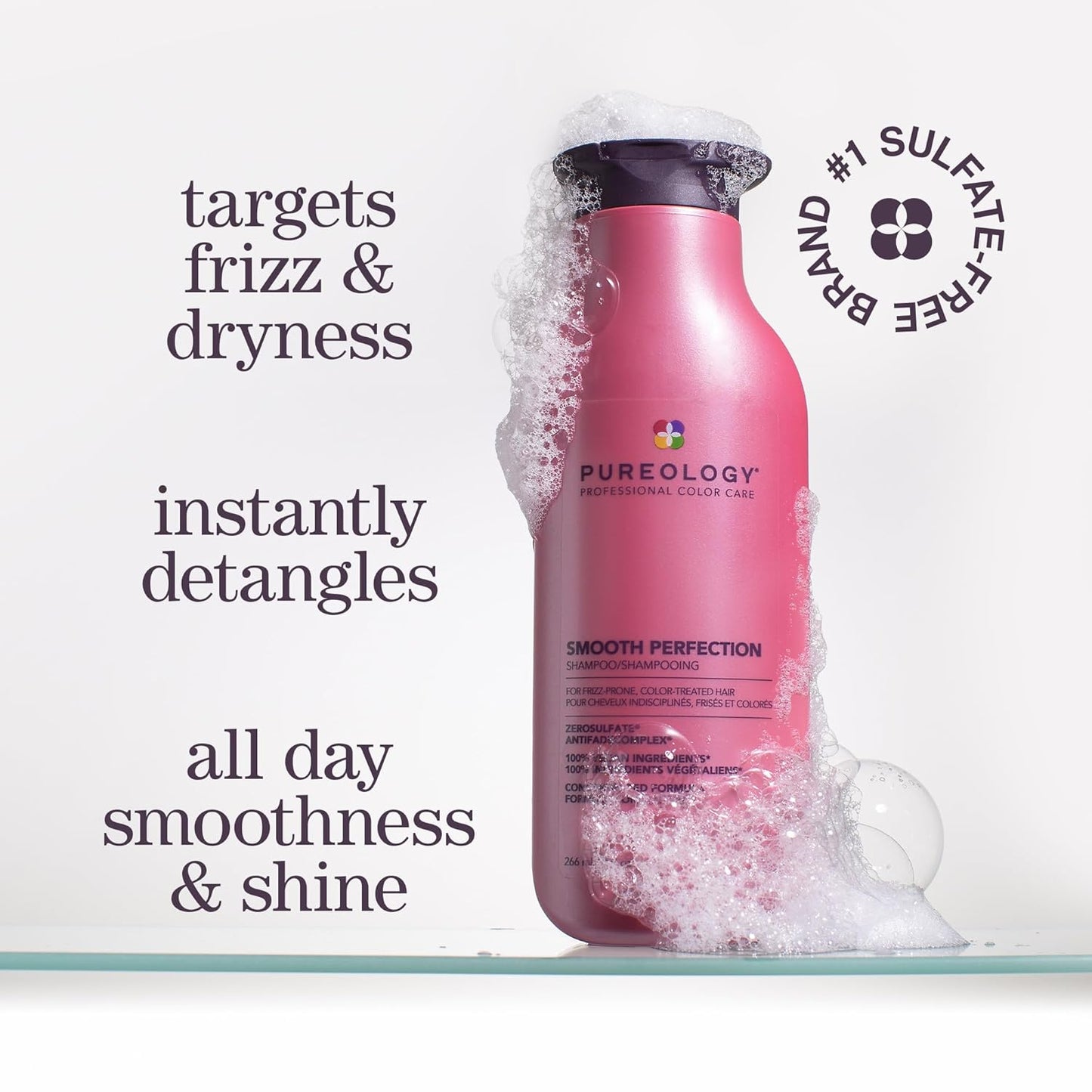 Pureology Smooth Perfection Shampoo - Frizz Control for Color-Treated Hair | Sulfate-Free & Vegan Formula