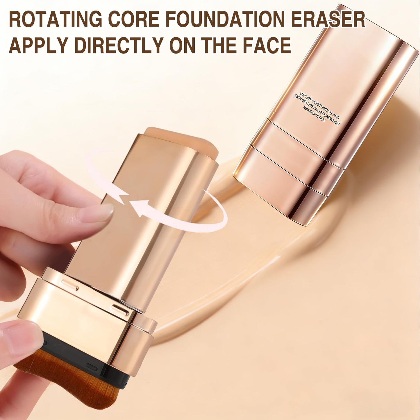 Dual-Ended Concealer Foundation Stick - 3-in-1 Korean Makeup with Brush | Lightweight, Flawless Finish for All Skin Types (Natural)