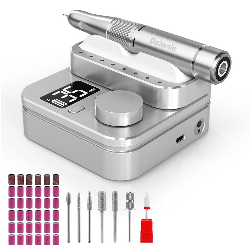 Electric Nail Drill Machine - 35000 RPM E File for Professional Nail Care | Rechargeable with Magnetic Handpiece Holder & 7 Bits
