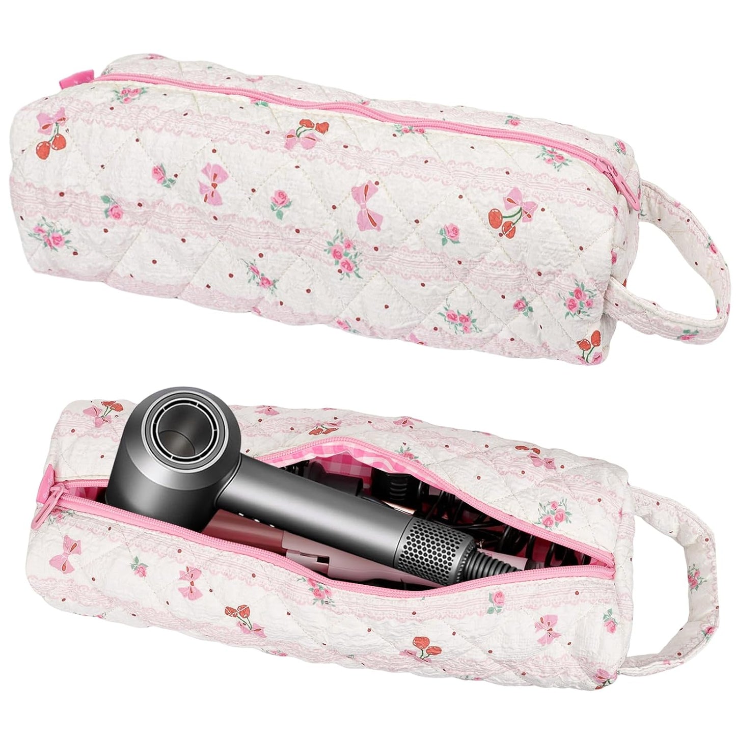 Hair Tools Travel Bag - Compact Case for Dyson Airwrap & Shark Flexstyle | 14" Portable Organizer in Blue Flower