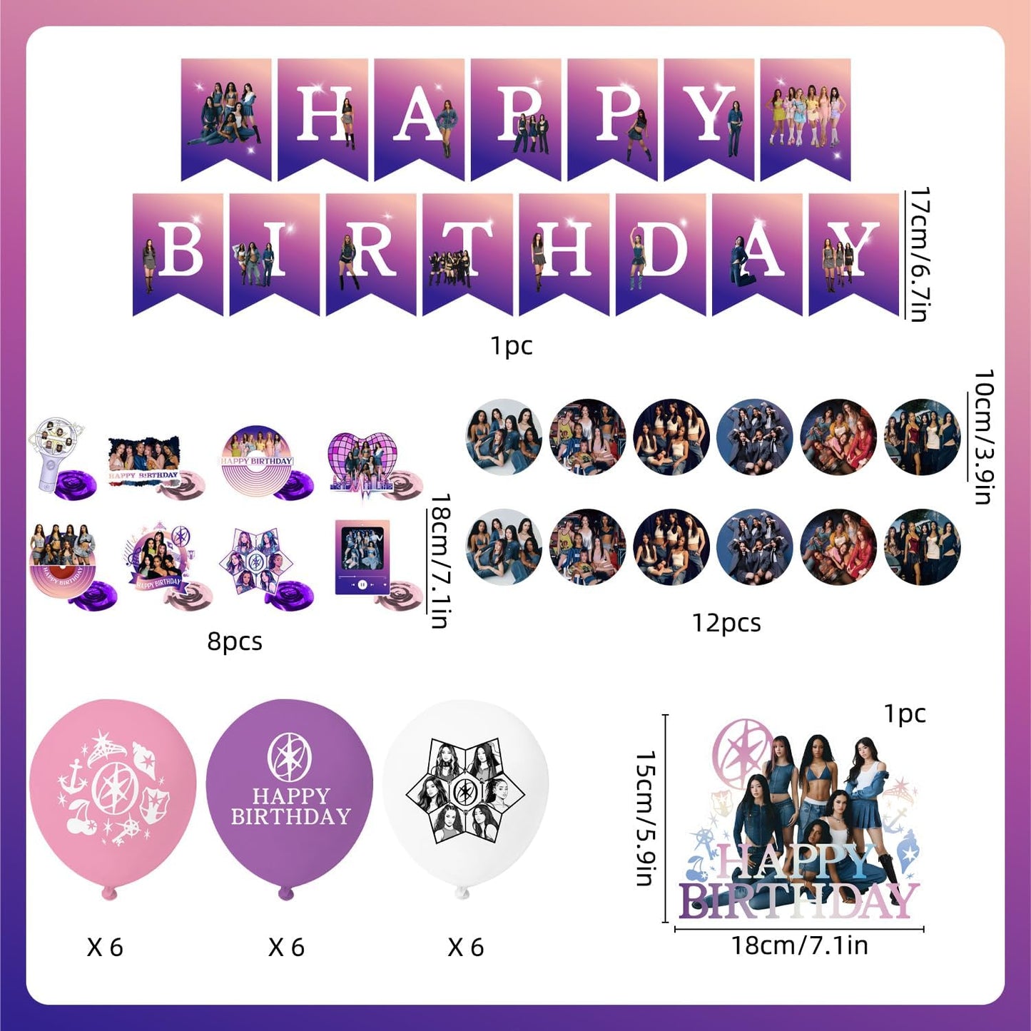 Singer Themed Birthday Party Decorations Set - Happy Birthday Banner, Balloons, Cake Toppers & Cupcake Toppers