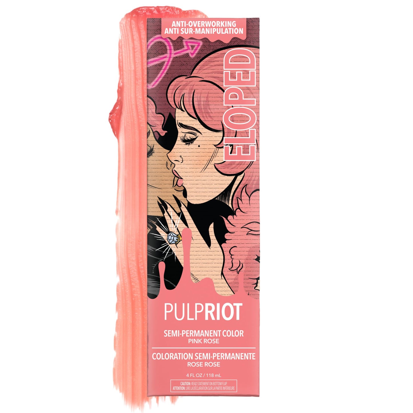 Pulp Riot Semi Permanent Hair Color Eloped – Balanced Peachy Vibrant Pink Rose, Long-Lasting Vibrancy, Anti-Overworking Formula, Vegan, Conditioner-Based, 4oz Tube