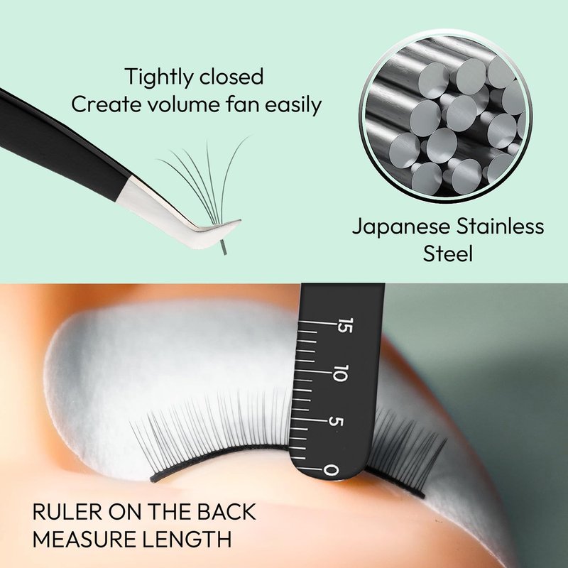 Eyesy Lash Eyesy Boot Lash Tweezer | Professional Volume False Lash Application Tool | Multi Shapes & Purposes Tweezers | Non-Slip Grip Tweezers (Black)