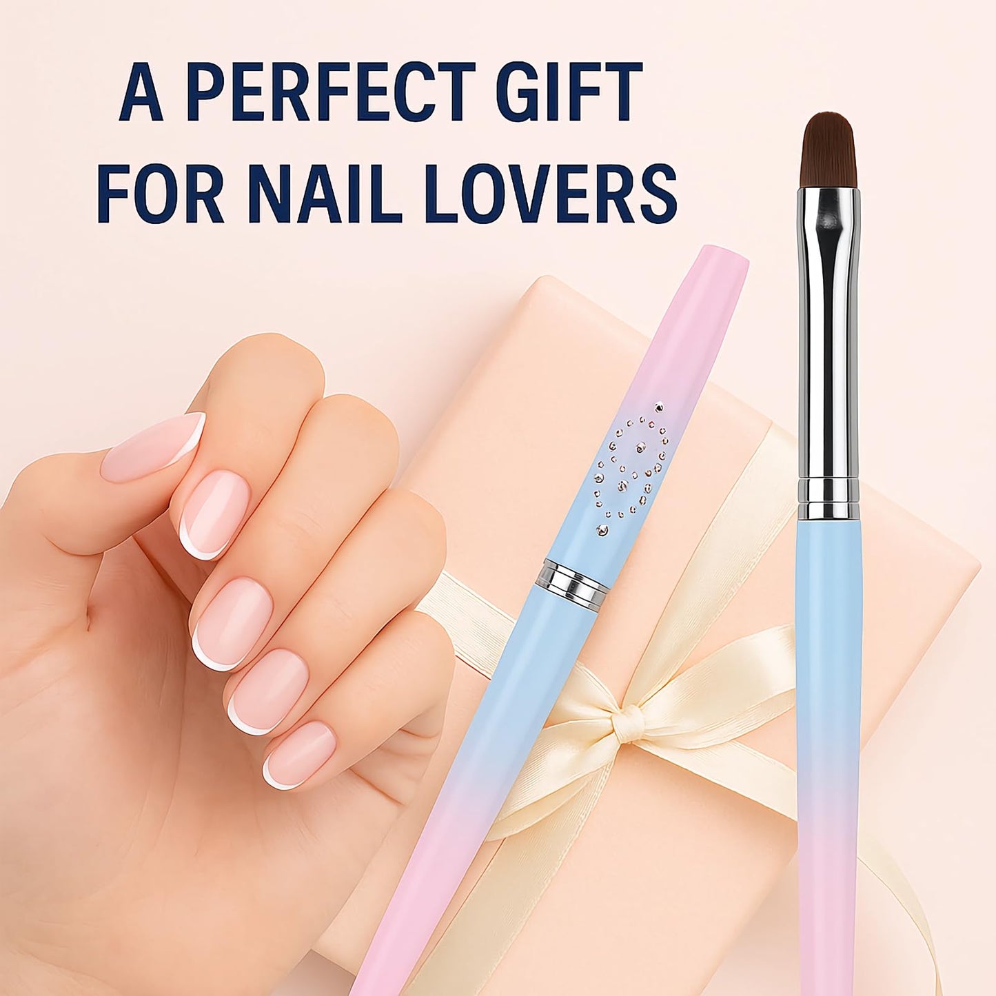 Nail Art Clean Up Brushes – 3pcs Flat, Angled & Oval Nail Brushes for Cleaning Gel Polish Mistakes on Cuticles & Fingers – Acetone-Resistant Gradient Handle Brushes for Nail Art Designs & Extensions