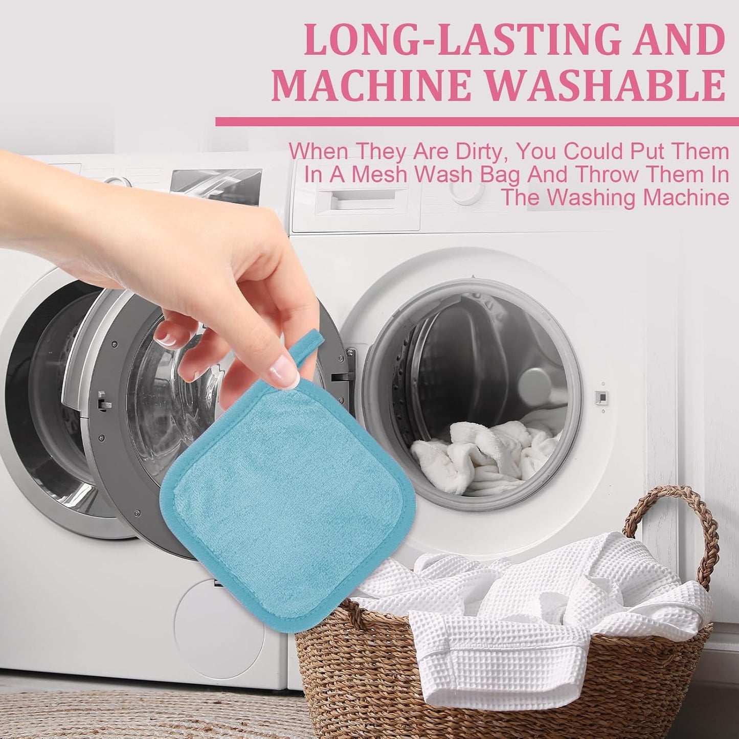 Makeup Remover Cloth - Ultra Soft Reusable Microfiber Towels for All Skin Types | 12 Pack, 6x6 Inches, Blue