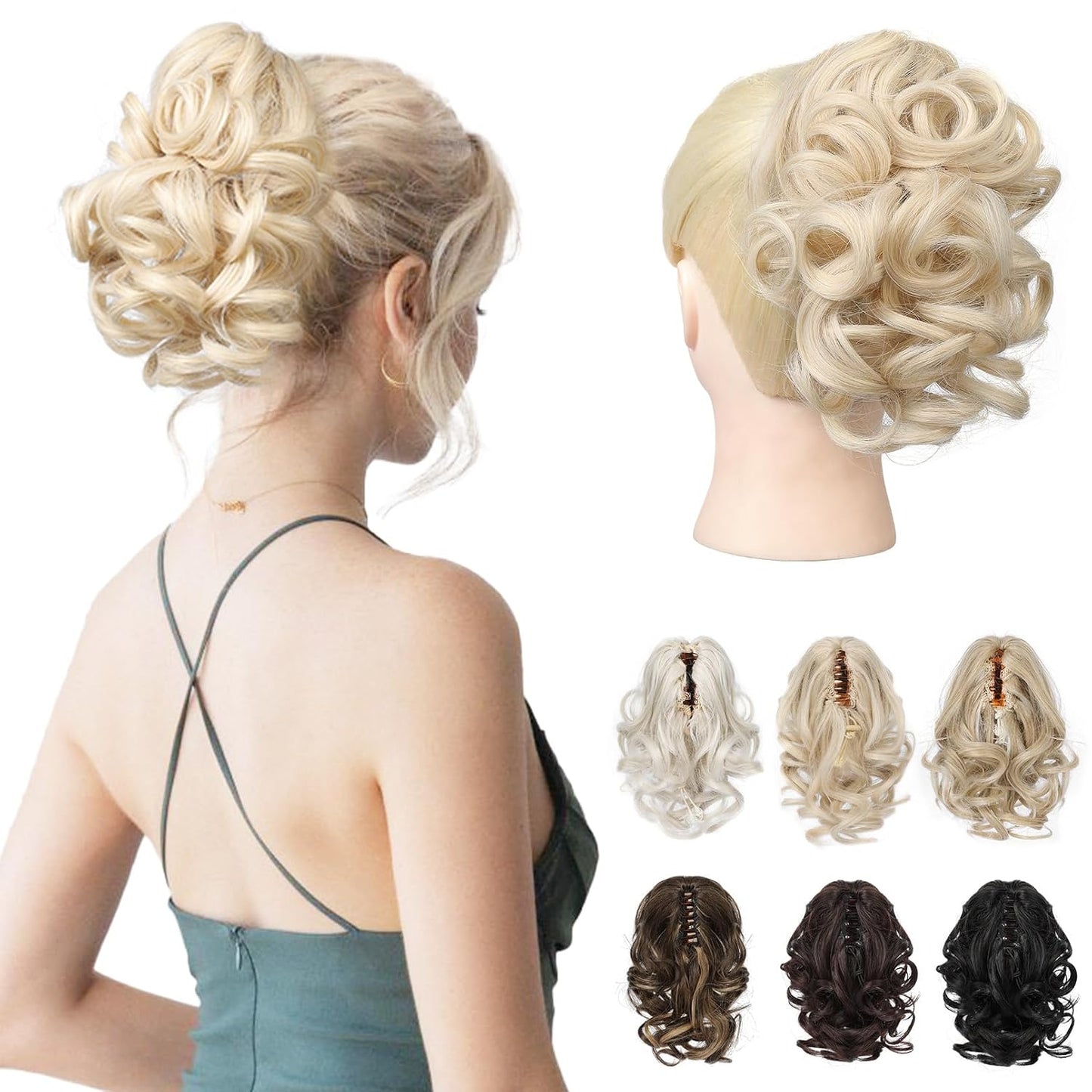 Short Ponytail Extension - Classic Loose Curly Wavy Claw Clip Hairpiece for Women | Dark Brown
