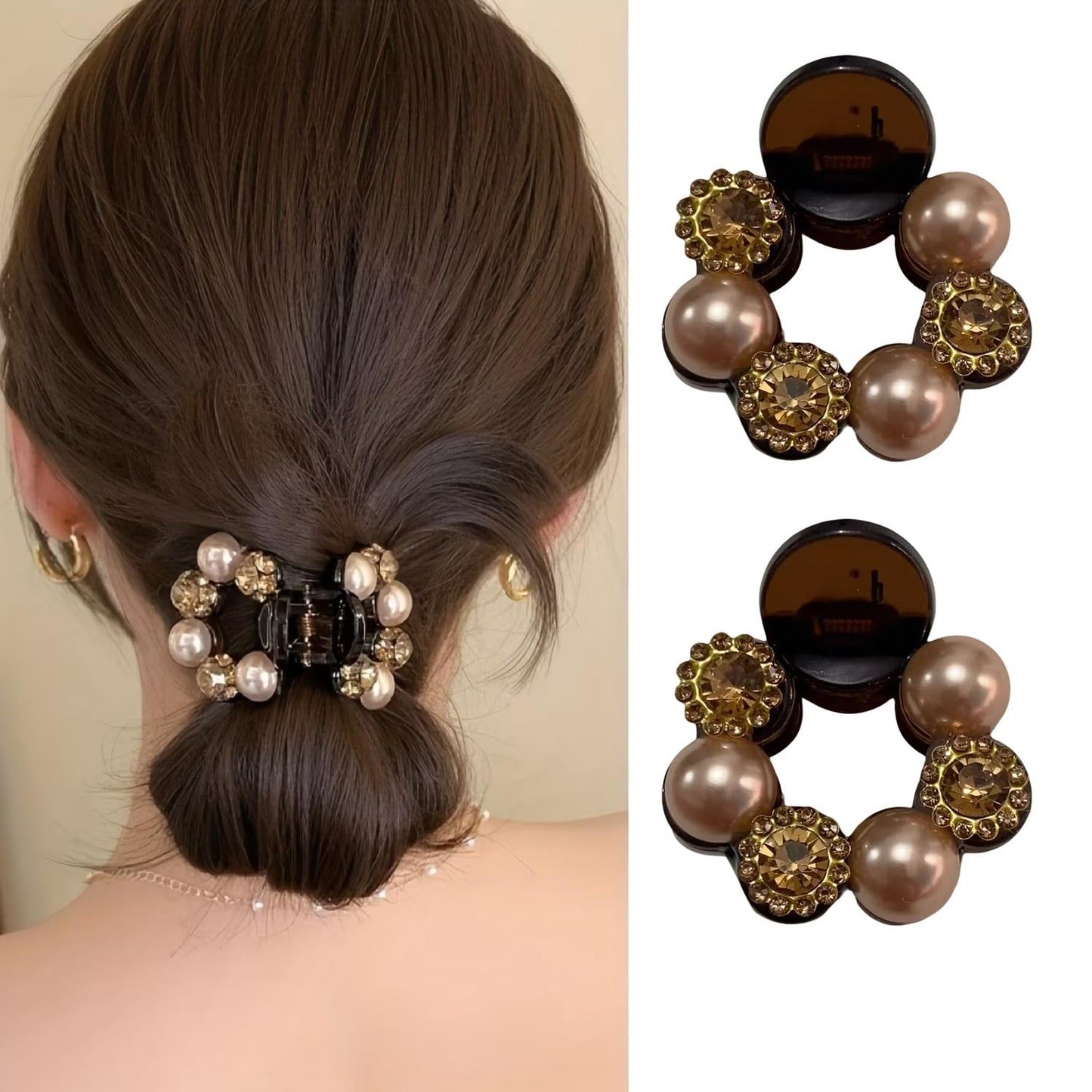 Square Hair Claw Clips - 3 Pcs Medium Matte Hair Clips | Strong Hold Non-Slip Acrylic in Amber & Coffee