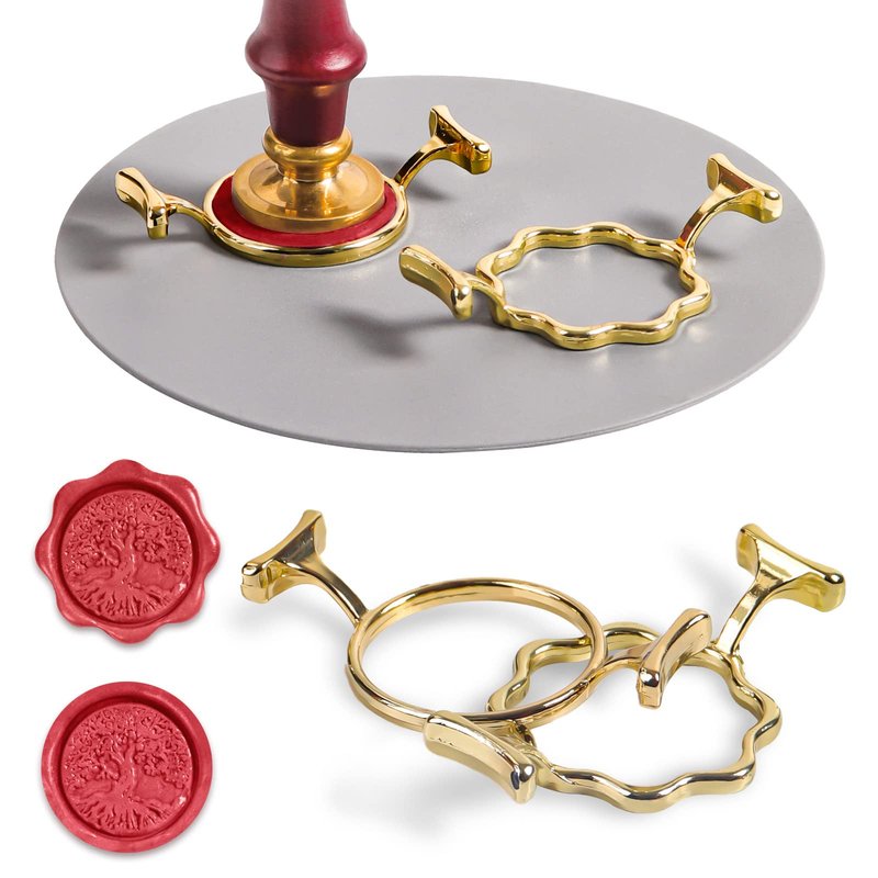 Yelsky Wax Seal Kit with 1 Inch Wax Stamp - 2 Metal Seal Molds with Round Flower Shape, Silicone Mat for Wedding Invitations, Gift Wrapping, Envelopes, Cards & Wine Packaging