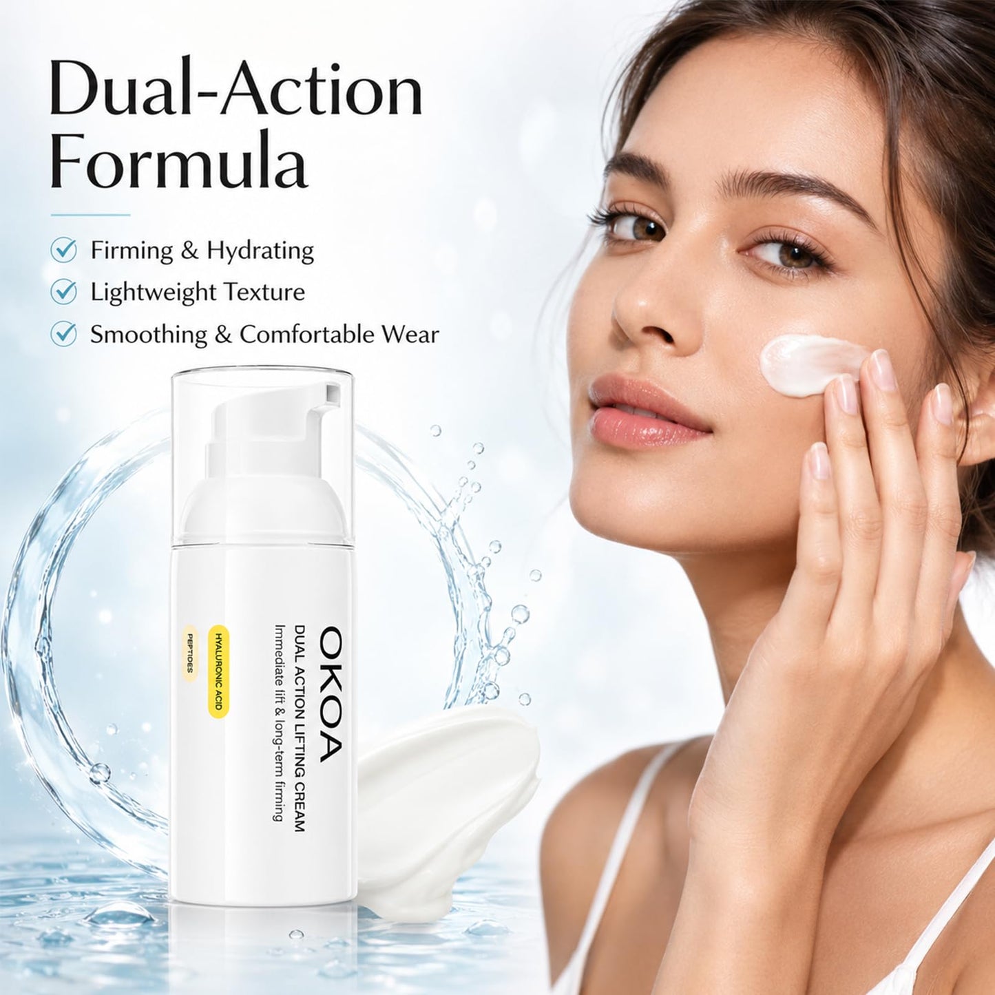 OKOA Cream Instant Lifting Cream, Dual Action Lifting Cream for Reduce Fine Lines & Wrinkles, Hydrating Soothing Moisturizer for Hydrating Daily Skin Care, 30ML