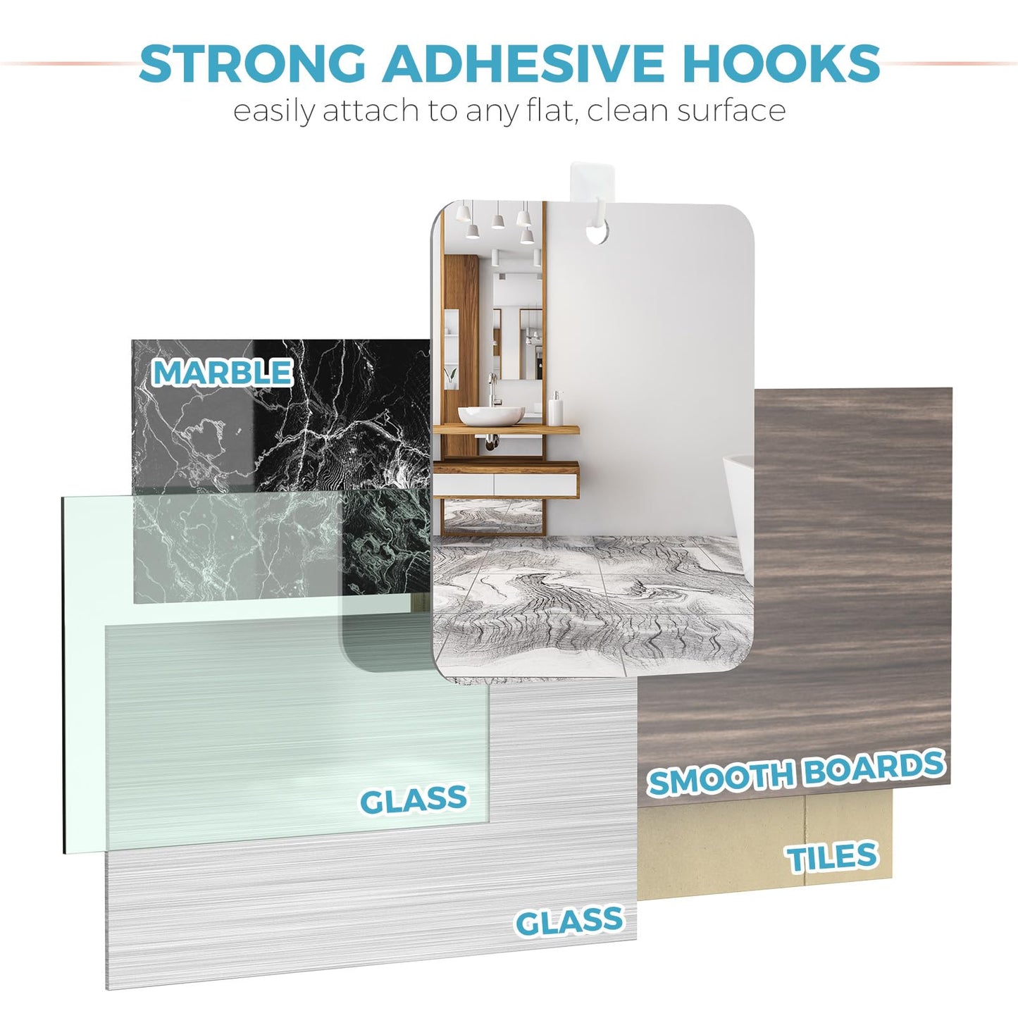 Shower Mirror Fogless for Shaving, Fogless Mirror for Shower with 1 Adhesive Hooks, Bathroom Shatterproof Shaving Mirror - for Men and Women (Silver)