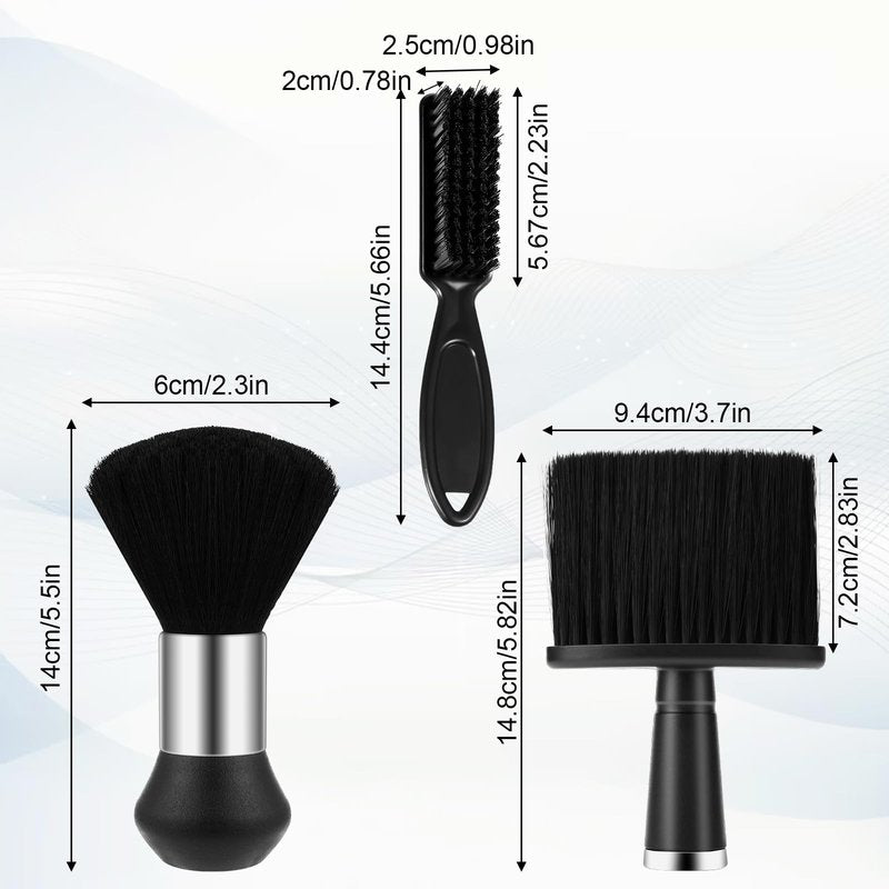 3 Pcs Neck Duster Soft Barber Brush Practical Barber Accessories Nylon Brush For Haircut Hair Styling Hair Cleaning Supplies(Black)