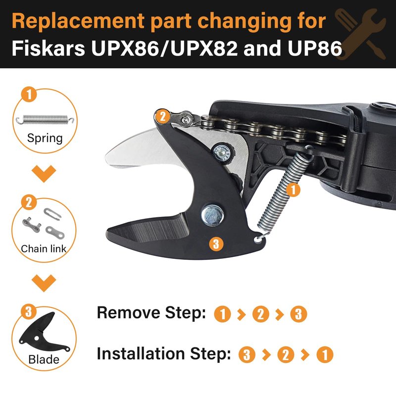 1026293 Branch Cutter Blade Replacement for Fiskars Multi-Function Branch Cutters UPX82, UPX86, UP82, UP84 and UP86, Branch Cut Blade with Spring and Spare Chain
