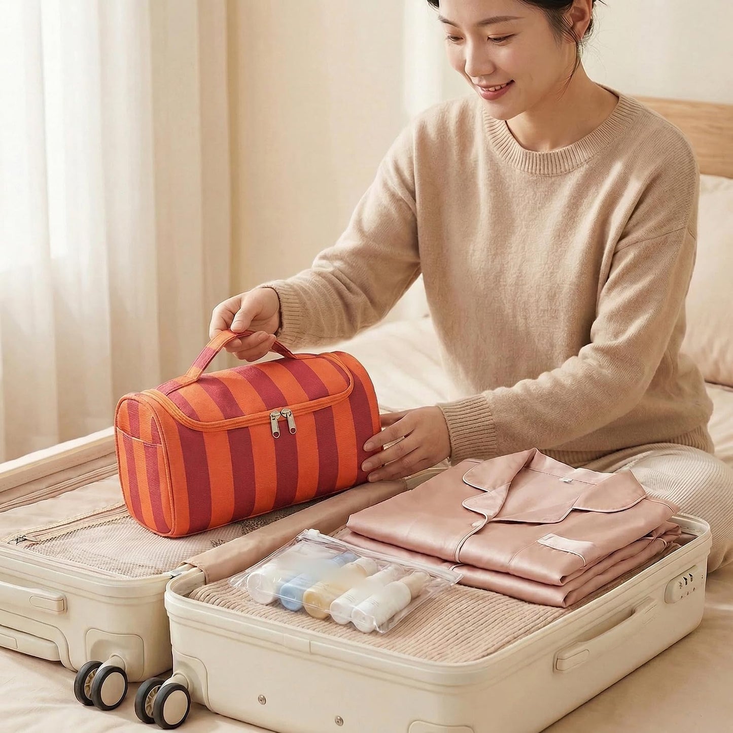 ANKICK Striped Travel Case Hair Tool Compatible with Dyson Airwrap Shark Complete Styler and Attachments Cute Hair Dryer Bag