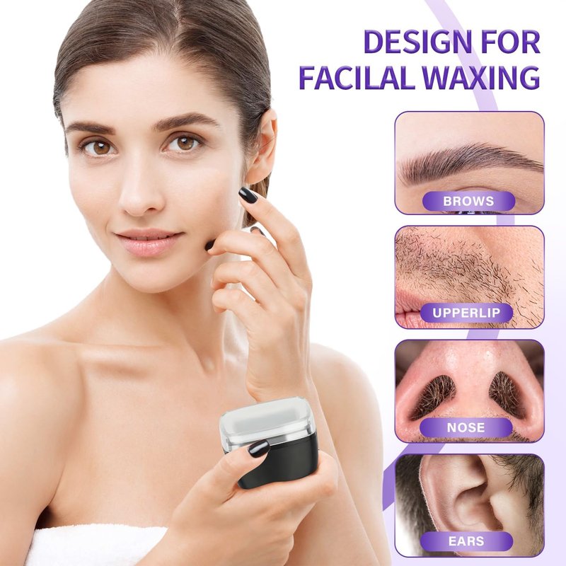 Nose Wax Kit Men, Nose Ear Hair Waxing Kit 100g Wax, 45 Sticks, 2 Silicone Pots, Nose Ear Hair Removal Kit, USB Fast Heat, Smart Constant Temp, Multi-Accessories, Black
