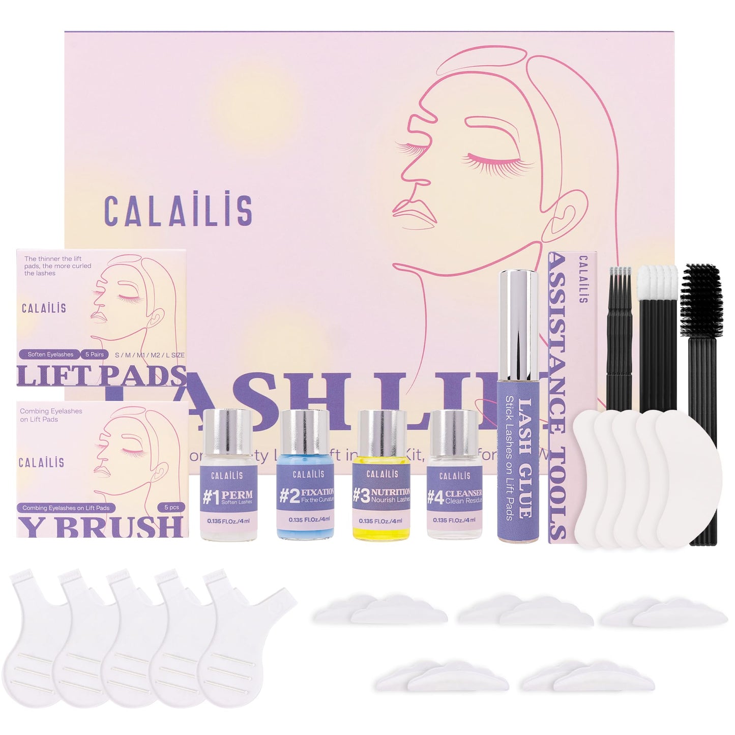 CALAILIS Lash Lift Kit, 2025 Updated Eyelash Lift Kit, Semi-Permanent Eyelash Curling Eyelash Perm Kit Suitable for Salon and DIY at Home Use Lash Perm Kit for Beginner and Professional