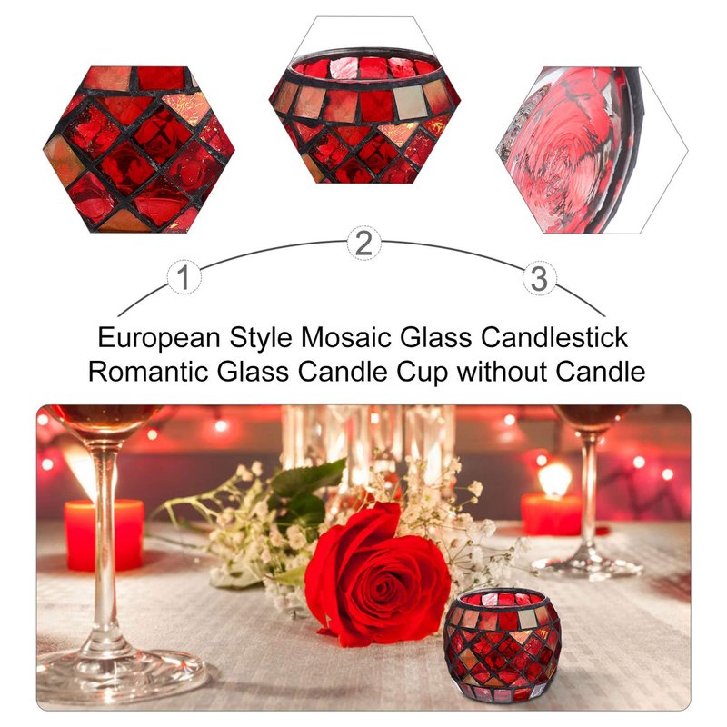 Glass Votive Candle Holder Christmas Candle Holders Red Mosaic Tealight Holder Votive Candle Holders Christmas Dining Table Centerpieces for Home Wedding Decorations