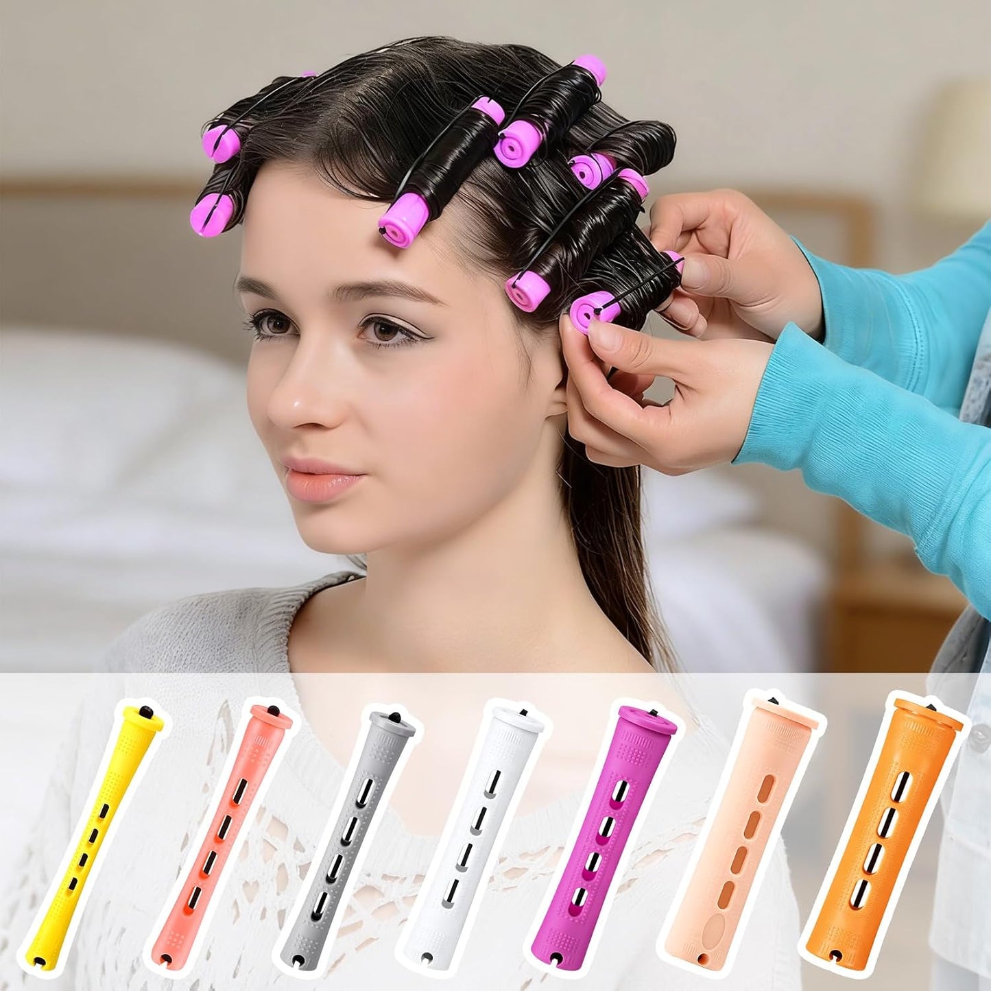 60 Pcs Perm Rods - Cold Wave Curling Rollers for Long & Short Hair | DIY Hairdressing Tool (0.28 x 3.22 Inches)