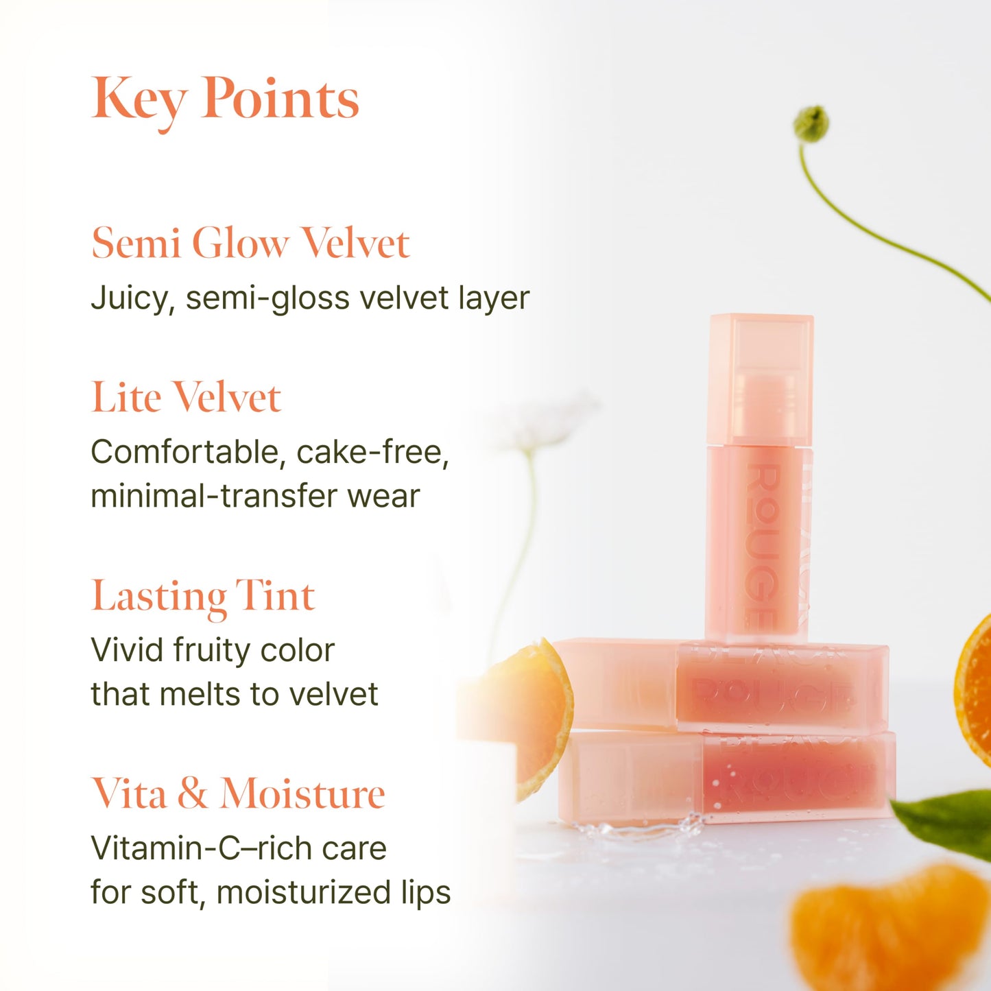 BLACK ROUGE, Double Layer Over Velvet Sweet Tangerine, DL28 Hush Fig – Korean Sheer Glow Velvet Lip Tint, Long Lasting, Non-Smudge, Vitamin C Infused, Hydrating, Jeju Tangerine Scent