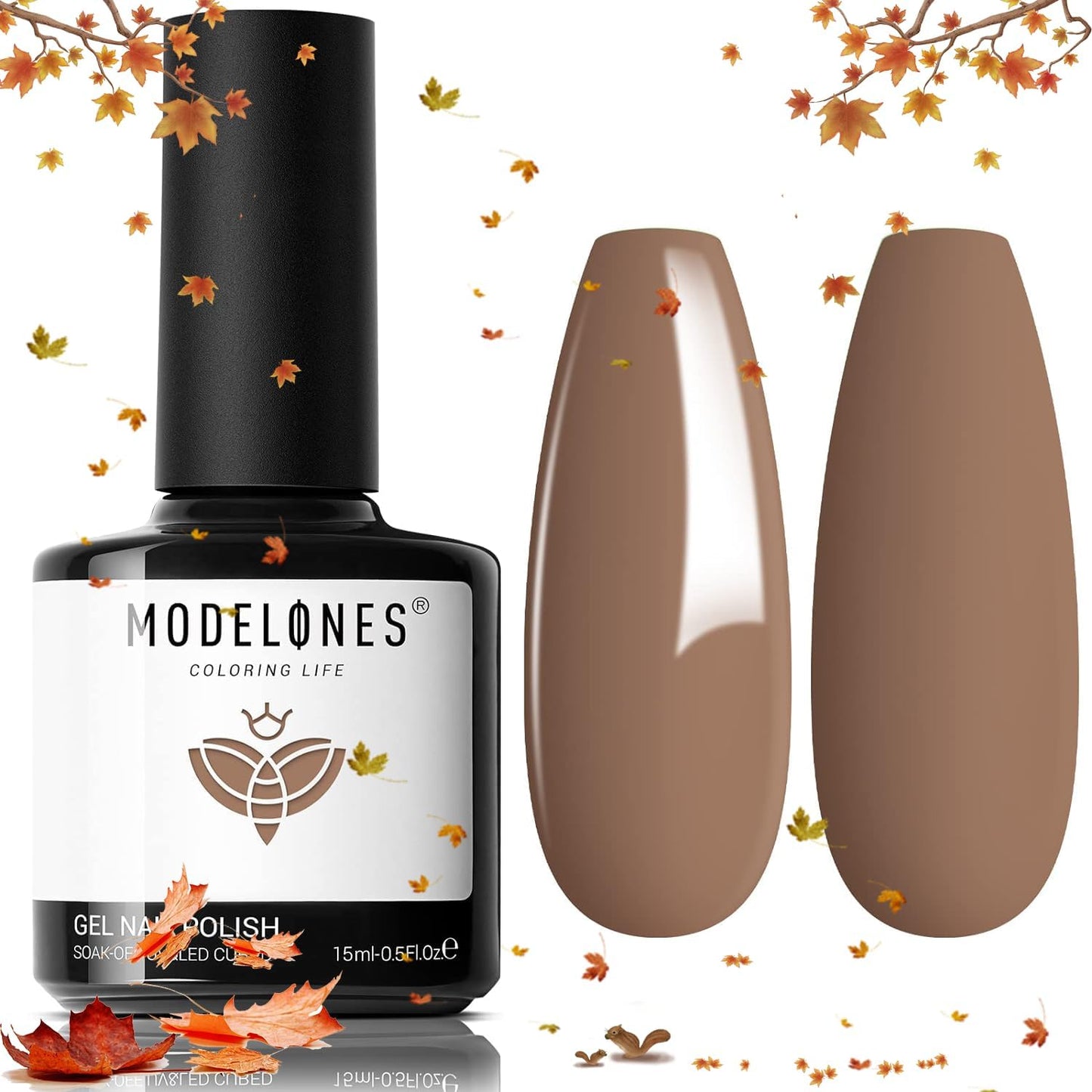 Modelones Gel Nail Polish - Caramel Coffee Brown Soak Off | 15ML Neutral Nude Color for DIY Nail Art & Manicure