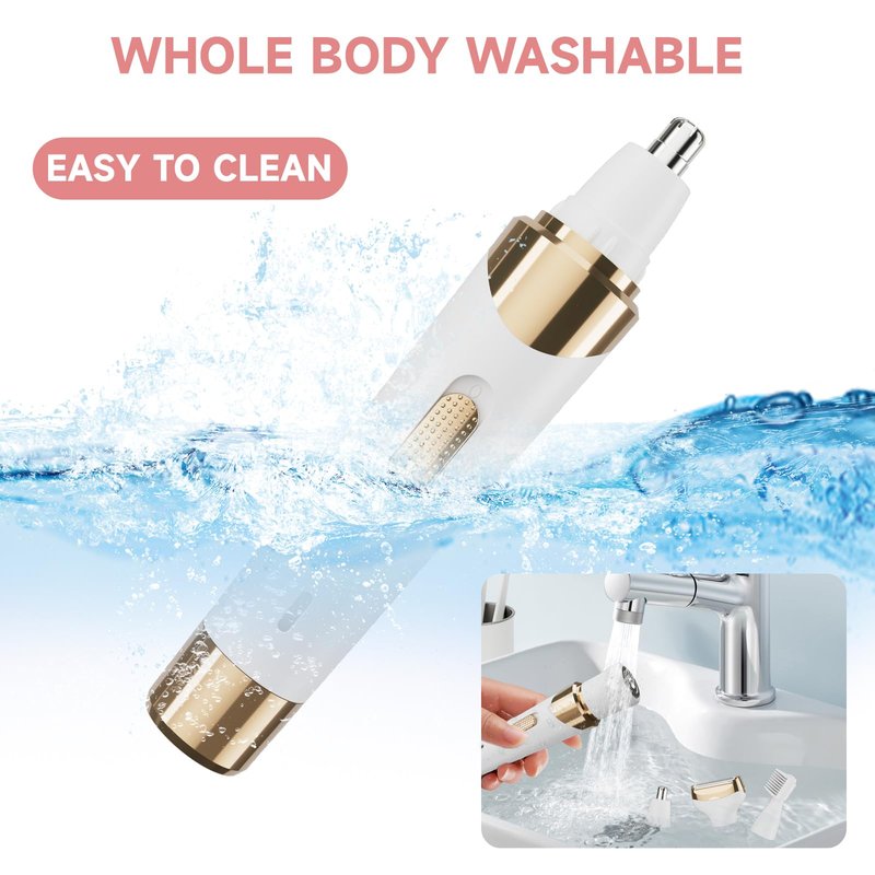Electric Razor for Women,4 in 1 Womens Shaver Electric Bikini Trimmer Pubic Hair Removal Wet & Dry Painless Shaver for Legs Underarms Eyebrow Face Nose and Bikini Grooming Kit for Women 3021 White